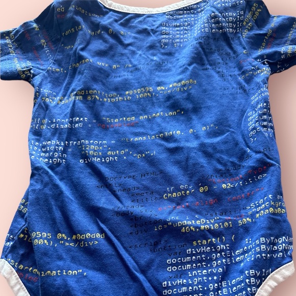 Baby Svaha Computer Programming Coding Blue With White Trim Bodysuit Sz 12 Mon - Picture 9 of 11